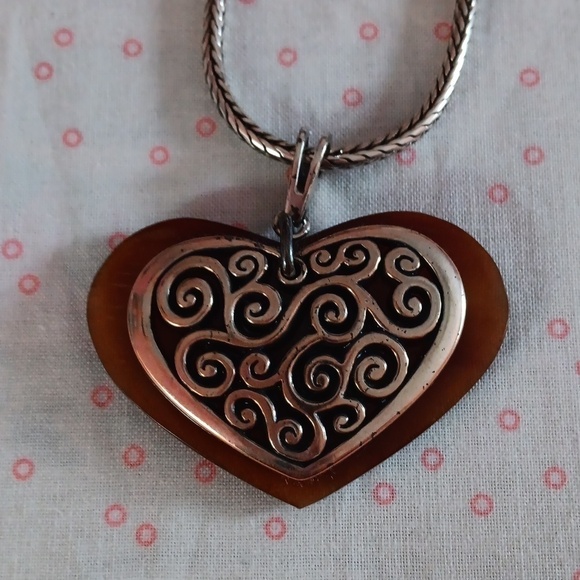 Brighton Amber and Silver Heart Wheat Chain Necklace - Picture 3 of 12